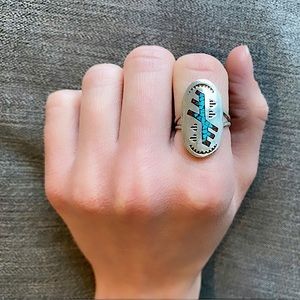Sterling silver turquoise statement ring vintage